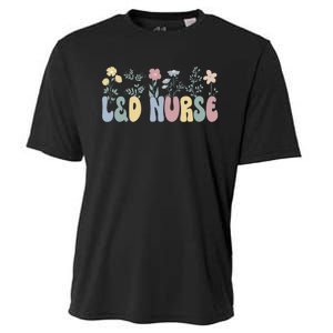 Groovy L&D Nurse Labor And Delivery Nurse Flowers Cooling Performance Crew T-Shirt