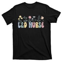 Groovy L&D Nurse Labor And Delivery Nurse Flowers T-Shirt