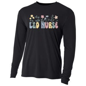 Groovy L&D Nurse Labor And Delivery Nurse Flowers Cooling Performance Long Sleeve Crew