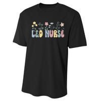 Groovy L&D Nurse Labor And Delivery Nurse Flowers Performance Sprint T-Shirt