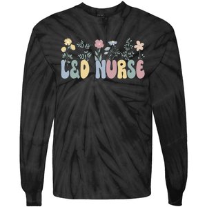 Groovy L&D Nurse Labor And Delivery Nurse Flowers Tie-Dye Long Sleeve Shirt