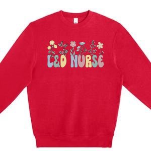 Groovy L&D Nurse Labor And Delivery Nurse Flowers Premium Crewneck Sweatshirt