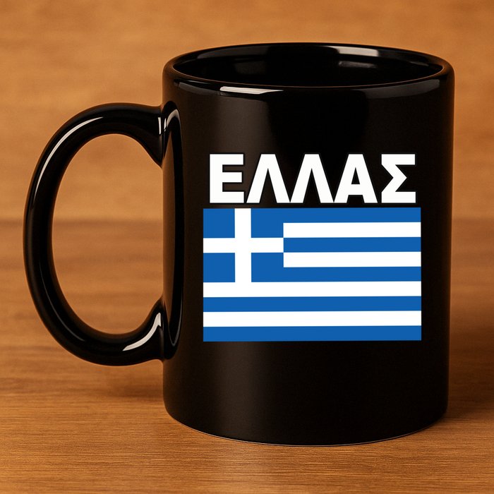 Greek Language National Flag Of Greece 11oz C Handle Ceramic Mug