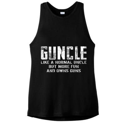 Guncle Like Normal Uncle More Fun Owns Guns Ladies PosiCharge Tri-Blend Wicking Tank