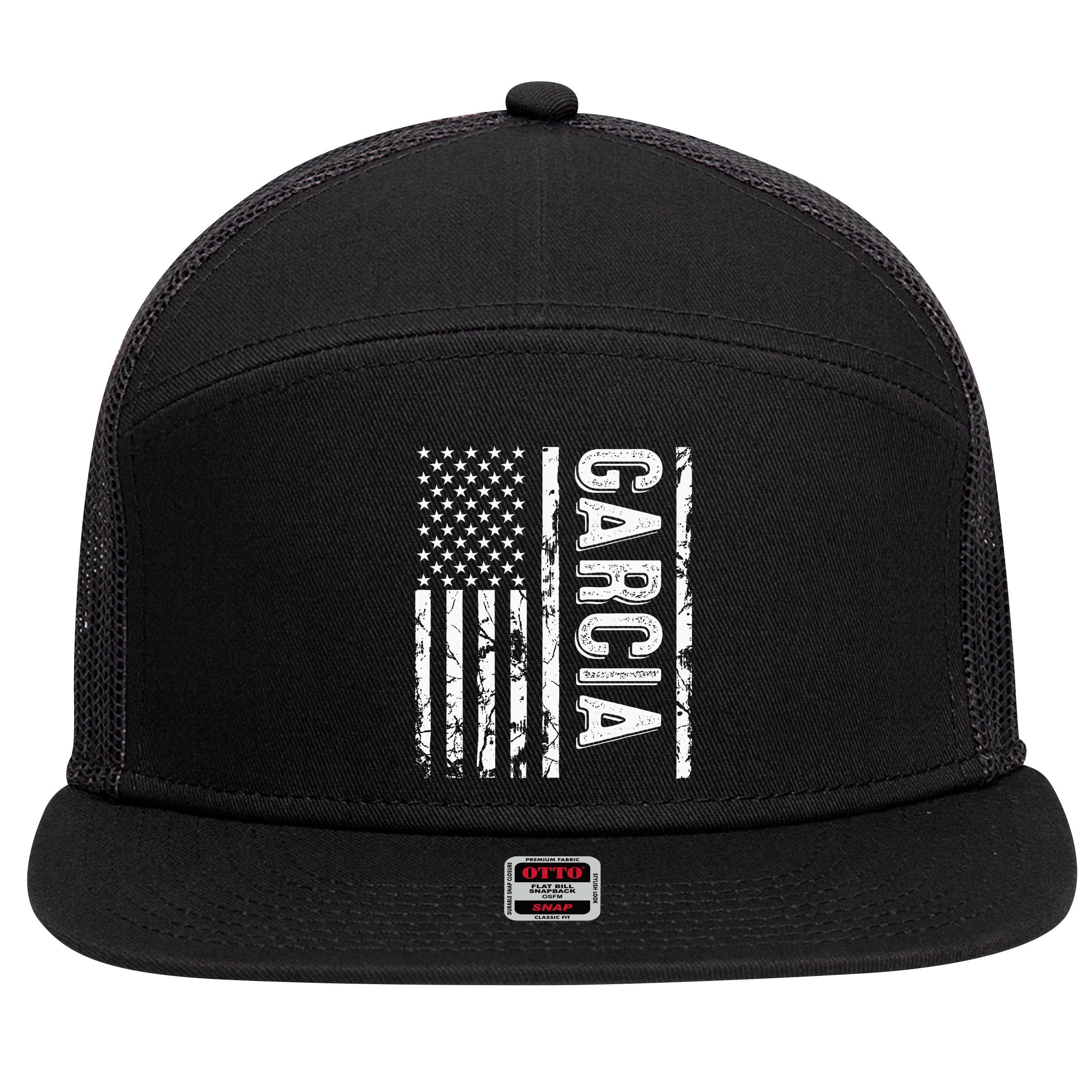Garcia Last Name Funny Surname Team Garcia Family Reunion 7 Panel Mesh Trucker Snapback Hat