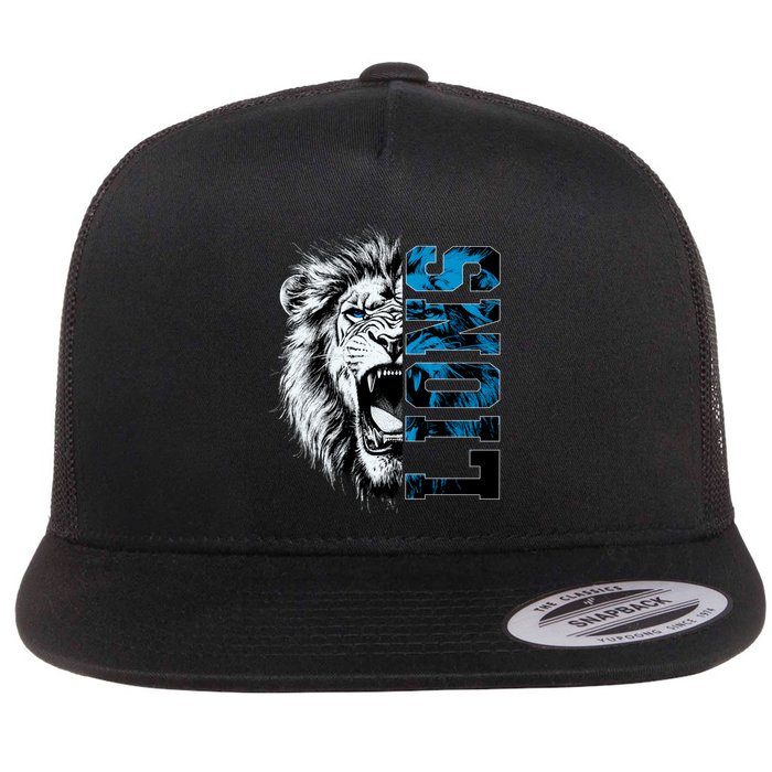 Graphic Lions Name Distressed Classic Lion Name Styles Funny Gift Flat Bill Trucker Hat