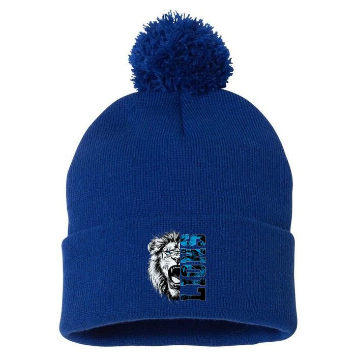 Graphic Lions Name Distressed Classic Lion Name Styles Funny Gift Pom Pom 12in Knit Beanie
