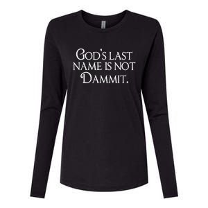 God's Last Name Is Not Dammit Religious Christian  Womens Cotton Relaxed Long Sleeve T-Shirt