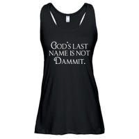 God's Last Name Is Not Dammit Religious Christian  Ladies Essential Flowy Tank