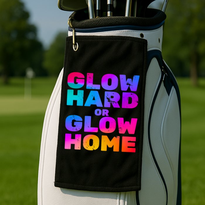 Glow Hard Or Glow Home Golf Towel