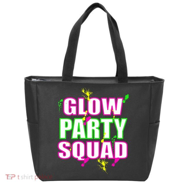 Glow Party Squad Zip Tote Bag