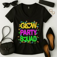Glow Party Squad1 Women's V-Neck T-Shirt