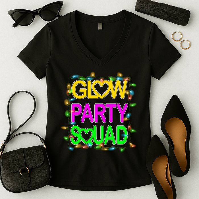 Glow Party Squad1 Women's V-Neck T-Shirt