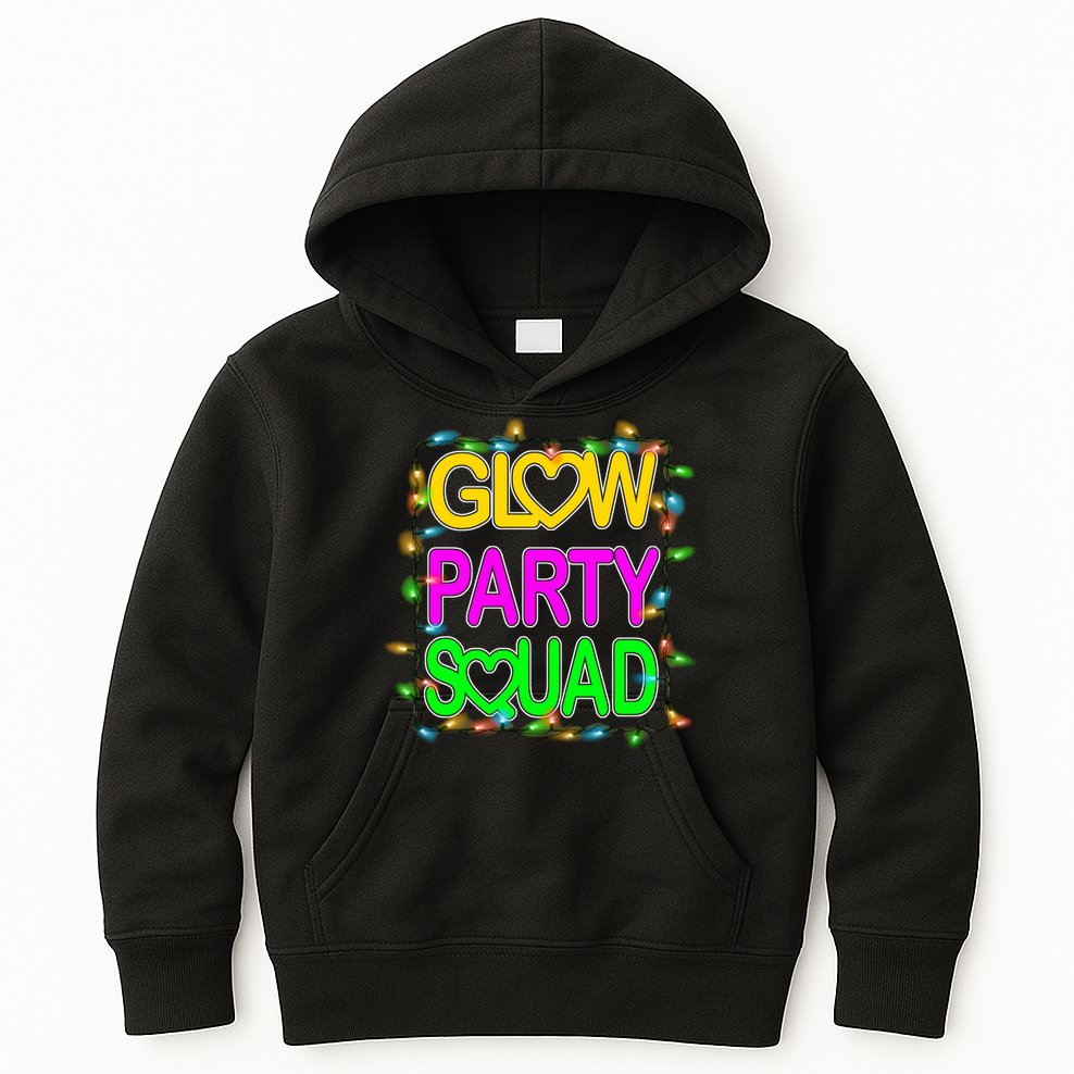 Glow Party Squad1 Kids Hoodie