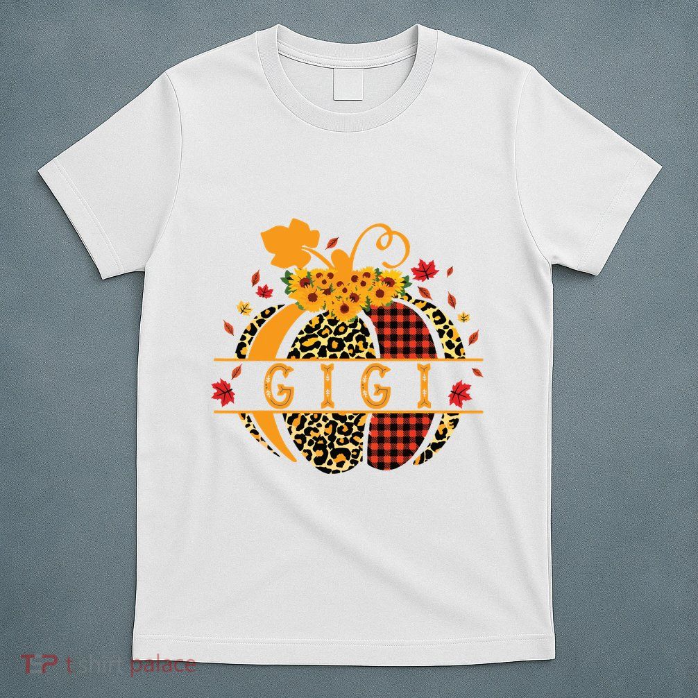 Gigi Leopard Print Pumpkin For Grandma Gigi Women Fall T-Shirt