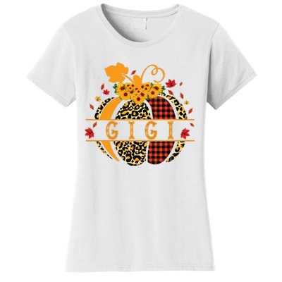 Gigi Leopard Print Pumpkin For Grandma Gigi Women Fall Women's T-Shirt