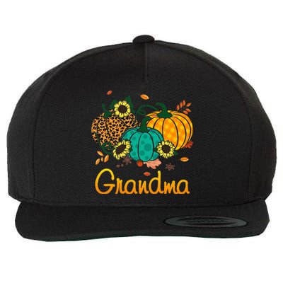 Grandma Leopard Pumpkin Family Matching Thanksgiving Day Wool Snapback Cap