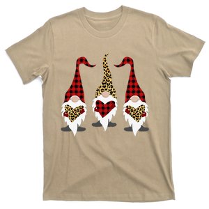 Gnomes Leopard Plaid Hearts Happy Valentines Day Couple Gift T-Shirt