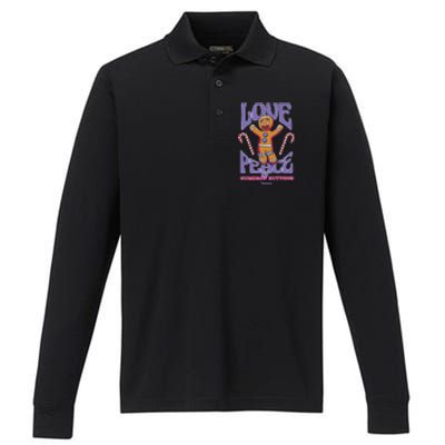 Gingy Love Peace & Gumdrop Buttons Performance Long Sleeve Polo