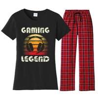 Gaming Legend PC Gamer Video Games Boys Teens Vintage Women's Flannel Pajama Set