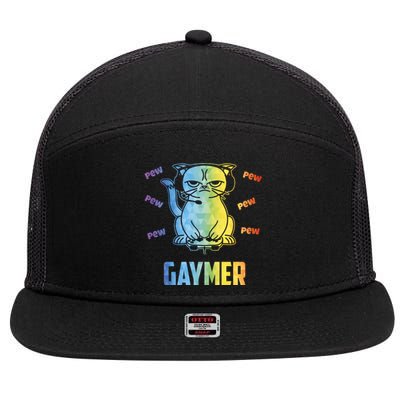 Gaymer Lgbt Pride Gay Lesbian Gamer Gift 7 Panel Mesh Trucker Snapback Hat