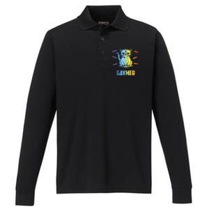 Gaymer Lgbt Pride Gay Lesbian Gamer Gift Performance Long Sleeve Polo