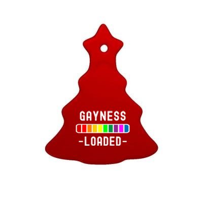 Gayness Loaded Pro Lgtbq Progress Bar Funny Uplifting Pride Gift Ceramic Tree Ornament