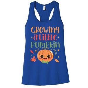 Growing Little Pumpkin Thanksgiving Pregnancy Announcet Gift Women's Racerback Tank