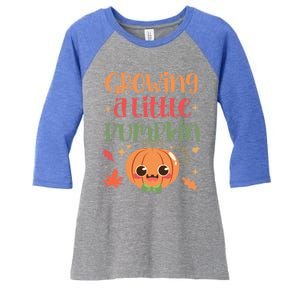 Growing Little Pumpkin Thanksgiving Pregnancy Announcet Gift Women's Tri-Blend 3/4-Sleeve Raglan Shirt