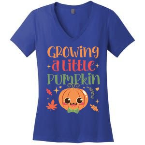 Growing Little Pumpkin Thanksgiving Pregnancy Announcet Gift Women's V-Neck T-Shirt