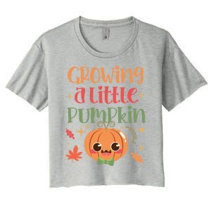 Growing Little Pumpkin Thanksgiving Pregnancy Announcet Gift Women's Crop Top Tee