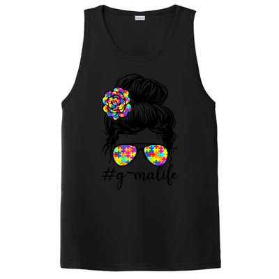 Gma Life Puzzle Autism Awareness Messy Bun Autistic Support Gift PosiCharge Competitor Tank