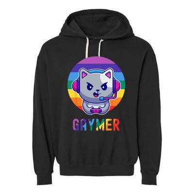 Gaymer LGBT Rainbow Gay Video Game Lovers Gift Cat Pride Garment-Dyed Fleece Hoodie