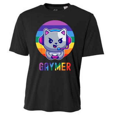 Gaymer LGBT Rainbow Gay Video Game Lovers Gift Cat Pride Cooling Performance Crew T-Shirt