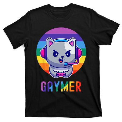 Gaymer LGBT Rainbow Gay Video Game Lovers Gift Cat Pride T-Shirt