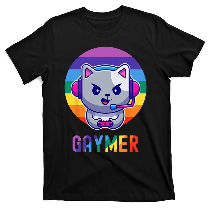 Gaymer LGBT Rainbow Gay Video Game Lovers Gift Cat Pride T-Shirt