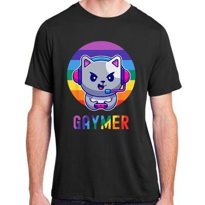 Gaymer LGBT Rainbow Gay Video Game Lovers Gift Cat Pride Adult ChromaSoft Performance T-Shirt