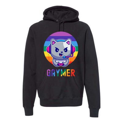 Gaymer LGBT Rainbow Gay Video Game Lovers Gift Cat Pride Premium Hoodie