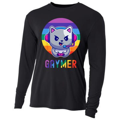 Gaymer LGBT Rainbow Gay Video Game Lovers Gift Cat Pride Cooling Performance Long Sleeve Crew