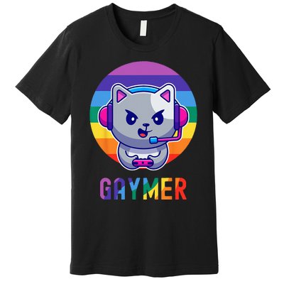 Gaymer LGBT Rainbow Gay Video Game Lovers Gift Cat Pride Premium T-Shirt