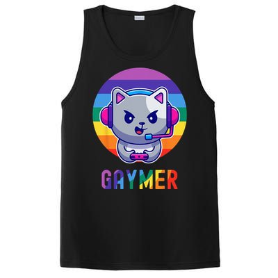 Gaymer LGBT Rainbow Gay Video Game Lovers Gift Cat Pride PosiCharge Competitor Tank