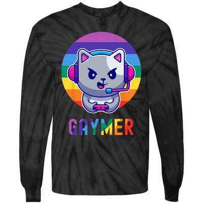 Gaymer LGBT Rainbow Gay Video Game Lovers Gift Cat Pride Tie-Dye Long Sleeve Shirt