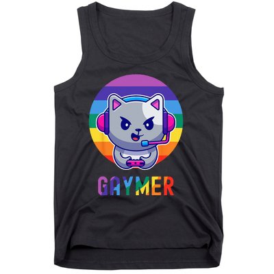 Gaymer LGBT Rainbow Gay Video Game Lovers Gift Cat Pride Tank Top