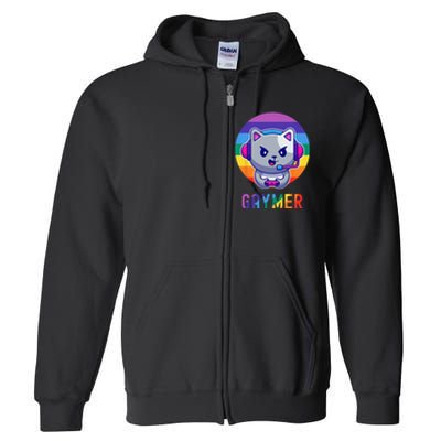 Gaymer LGBT Rainbow Gay Video Game Lovers Gift Cat Pride Full Zip Hoodie