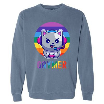 Gaymer LGBT Rainbow Gay Video Game Lovers Gift Cat Pride Garment-Dyed Sweatshirt