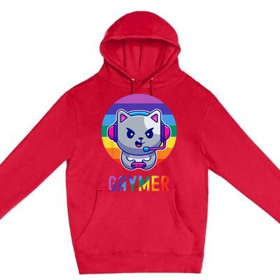 Gaymer LGBT Rainbow Gay Video Game Lovers Gift Cat Pride Premium Pullover Hoodie