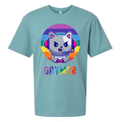 Gaymer LGBT Rainbow Gay Video Game Lovers Gift Cat Pride Sueded Cloud Jersey T-Shirt