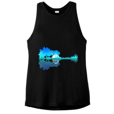 Guitar Lake Reflection Guitarist Music Love Guitar Musician Ladies PosiCharge Tri-Blend Wicking Tank