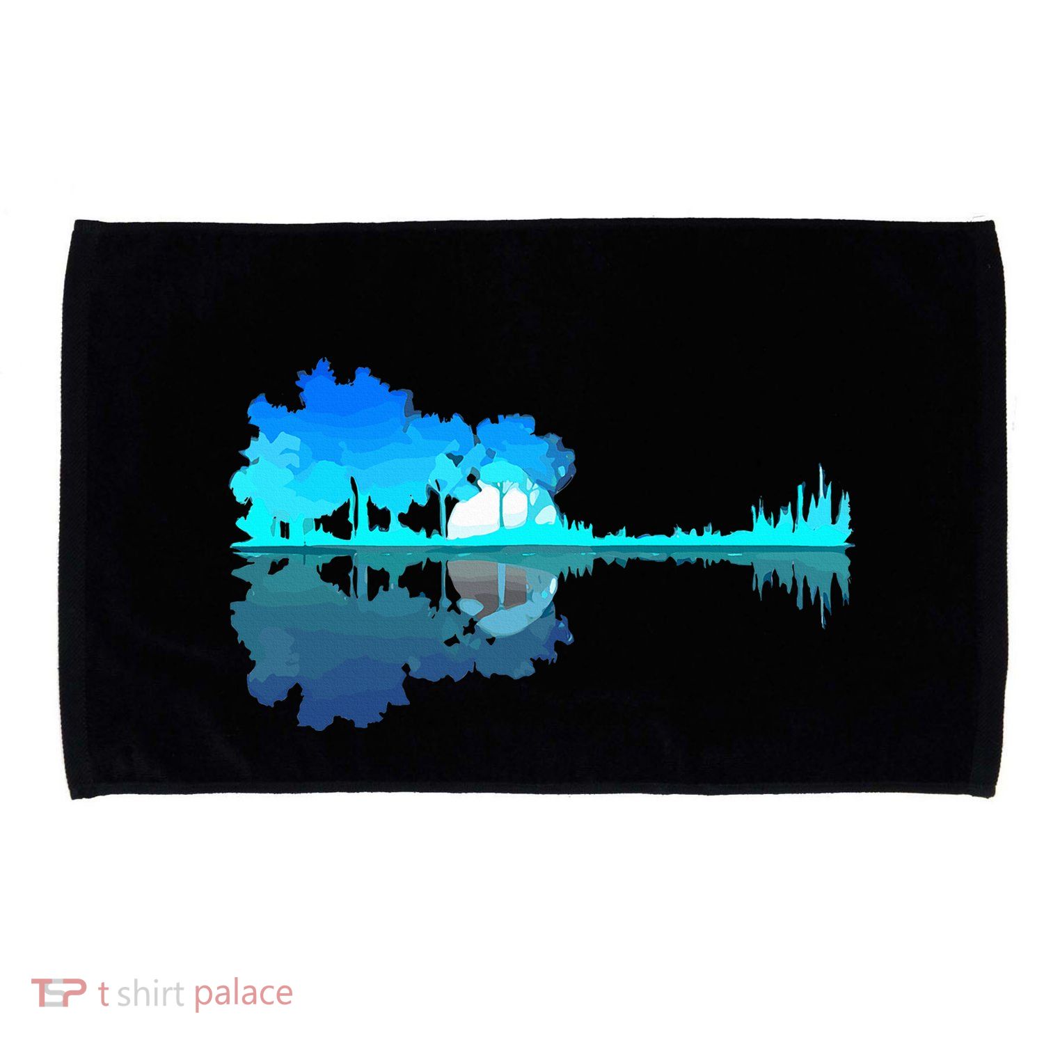 Guitar Lake Reflection Guitarist Music Love Guitar Musician Microfiber Hand Towel