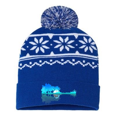 Guitar Lake Reflection Guitarist Music Love Guitar Musician USA-Made Snowflake Beanie